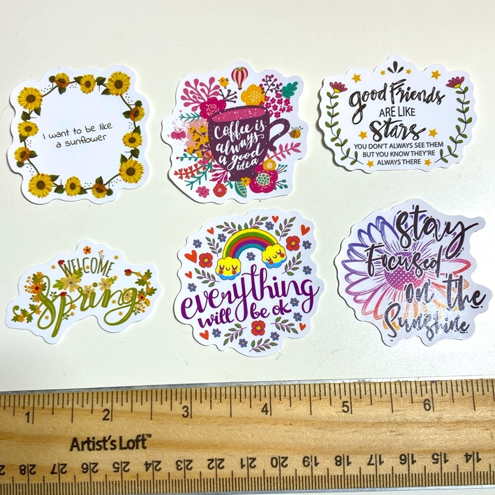 10/$10 or $1 BUNDLE: 6‎ Spring Flowery Vibes Stickers WATERPROOF! 🌱 🌺